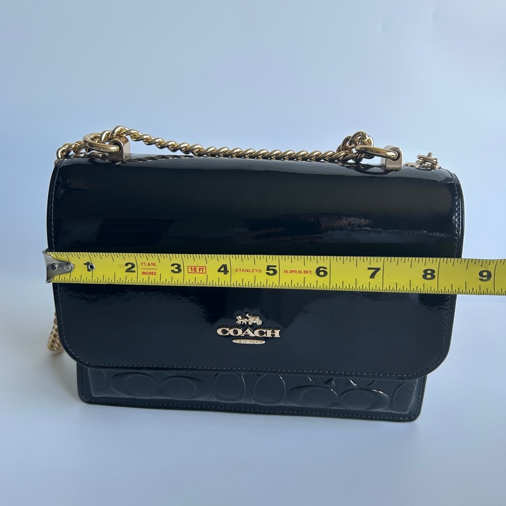 Coach Klare Crossbody Black Signature Patent Leather Bag CV397 - Picture 9 of 11